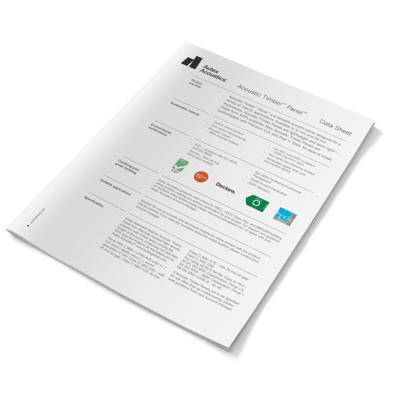 Acoustic Timber panel data sheet