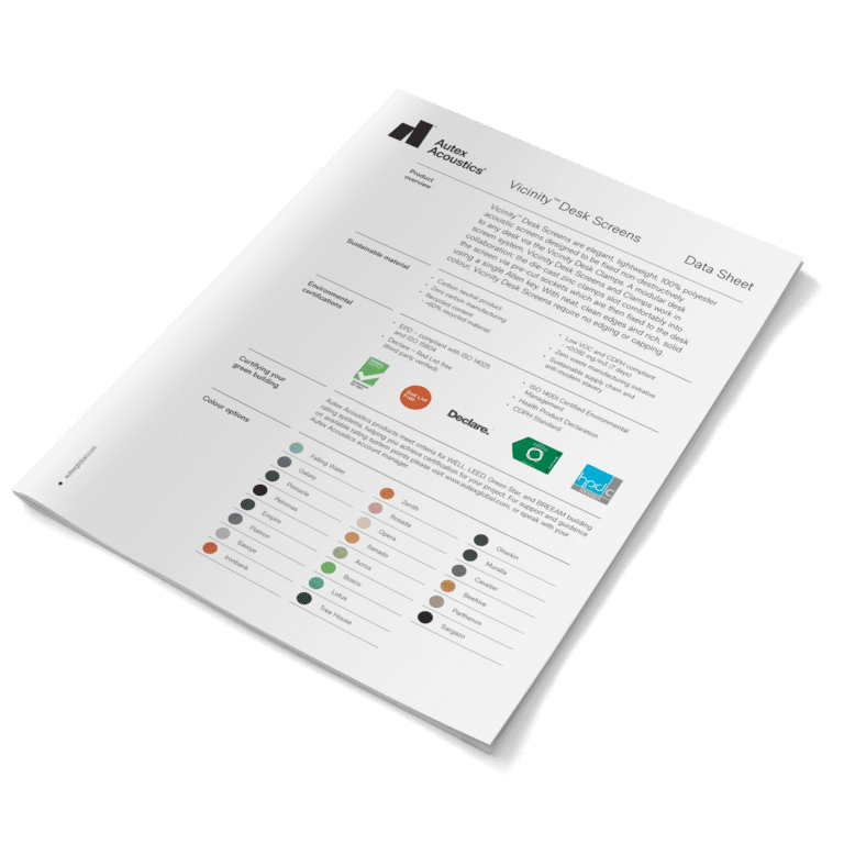 Vicinity™ desk screens data sheet