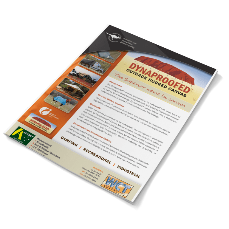 Dynaproofed canvas brochure