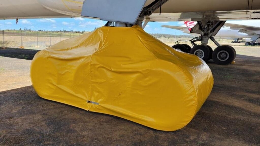 protex brand ets reinforced pvc aircraft landing gear yellow